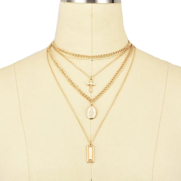 ◇Buffy◇ Layered Gold Pendant Cross Necklace - Picture 6 of 6